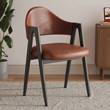 北欧轻奢风家用餐椅椅子奶茶店洽谈椅办公接待靠背皮革软包椅成w&