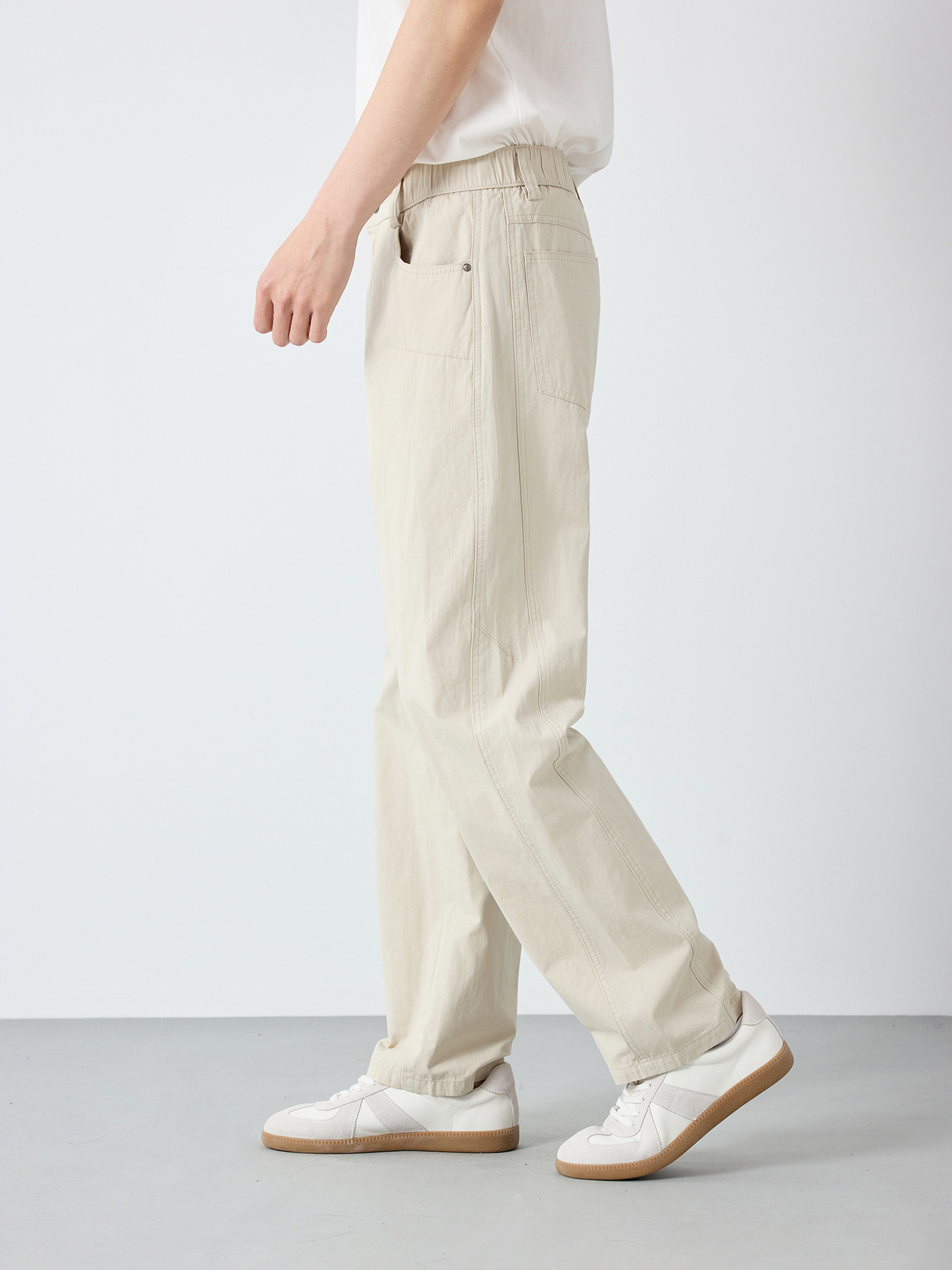 Quần kaki nam công sở chất liệu cotton pha lanh dáng suông — đen
