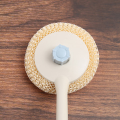 Wooden handle bamboo fiber cleaning kitchen cleaning tools pot scrubber cleaning brush household long handle pot brush