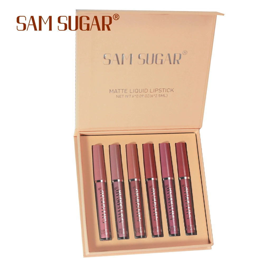 SAM SUGAR водостойкая матовая помада, блеск для губ, набор, прозрачное тонирование, 6 штук