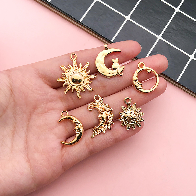1g Weight Pendant Jewelry Making Type DIY Jewelry Accessories, Bracelets, Earrings Classification 1 Piece Quantity Alloy Material Sun, Star, Moon, Solid Color Pattern Cartoon Style Style Enamel, Plating Craft 1 Piece Alloy Sun Star Moon Pendant DIY Jewelry Accessories Bracelets Earrings 5