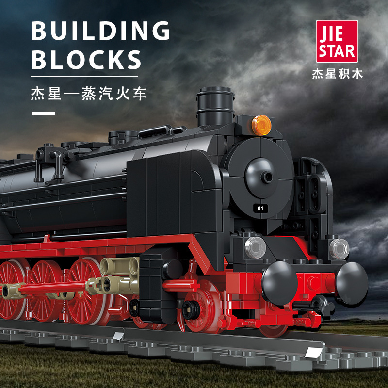Jiexing pequeña partícula locomotora de vapor bloques de construcción para niños modelo de tren de simulación niño regalo de juguete del día del niño