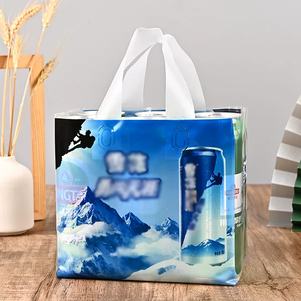 Wine 6 tins plastic bag spot transparent portable packaging bag beer beverage take-out packaging bag customization