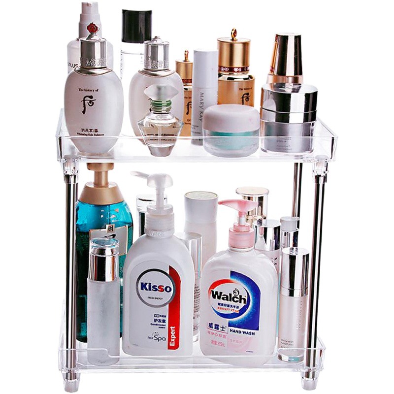 Suministro directo de fábrica baño rack de almacenamiento Acero inoxidable ponche-libre artículos de tocador almacenamiento rack cosméticos Almacenamiento de escritorio