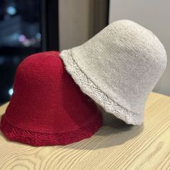 韩版新款纯羊毛针织帽子女秋冬温柔花边甜美时尚软糯显脸小水桶帽