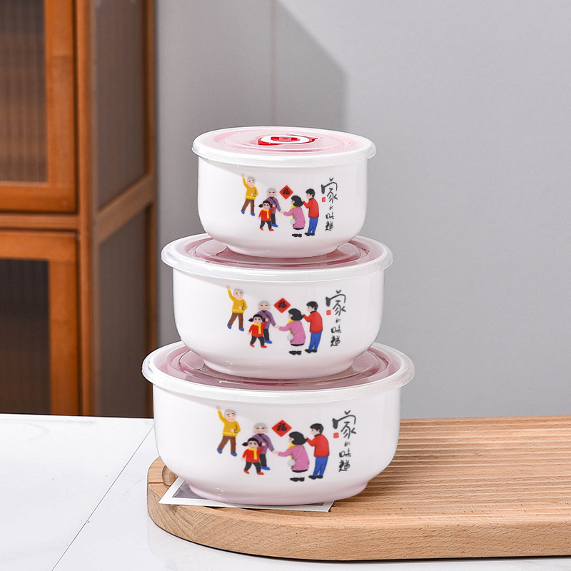 Caja de preservación de frescura, tazón de preservación de cerámica, caja de almuerzo con cubierta para microondas, congelador, tazón sellado, tazón de fideos, tazón de fideos, grado de comida