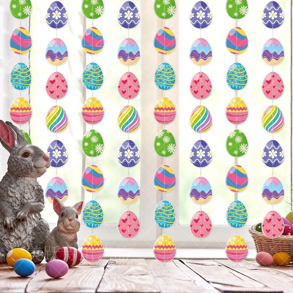Nuevo conejo de Pascua decoración del partido colorido huevo colgante de Pascua escena diseño decoración adornos