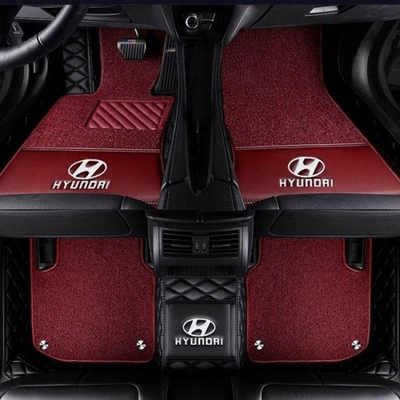 all-inclusive car floor mats | Modelə uyğun ayaqaltı - famous-picture-with-car-logo-double-layer-black-red