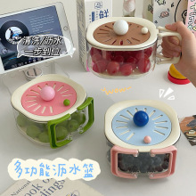 多巴胺沥水篮多功能双层折叠手柄滤水篮家用蔬菜水果清洗篮保鲜篮