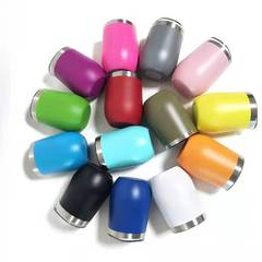 Amazon 304 stainless steel 12oz egg cup U-shaped large belly cup with straw eggshell cup red wine glass wholesale