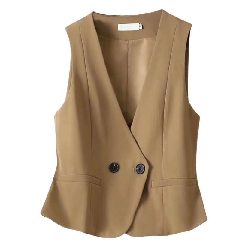 Traje chaleco Chaleco de las mujeres 2024 primavera nuevo estilo coreano Chaleco de las mujeres chaleco negro corto abrigo image 1