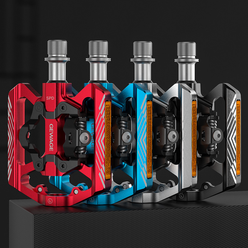 GEWAGE mountain bike pedal self-locking ultra-light aluminum alloy bearing sealing belt reflector locking pedal accessories