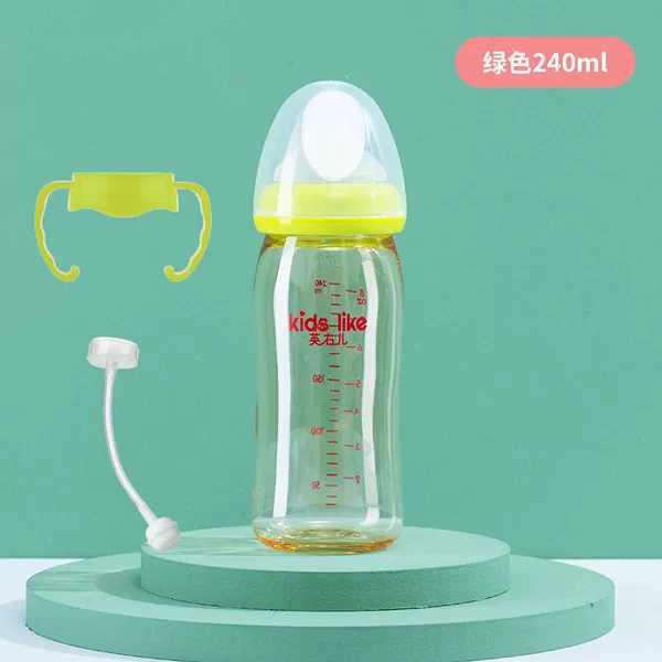 Green handle, straw, 240 ml