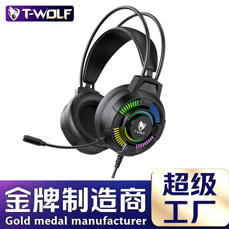 T-Wolf H140 Computer Headset with Rgb Lighting, Gaming Stereo Headset with Microphone T-Wolf H140 Computer Headset with Rgb Lighting, Gaming Stereo Headset with Microphone