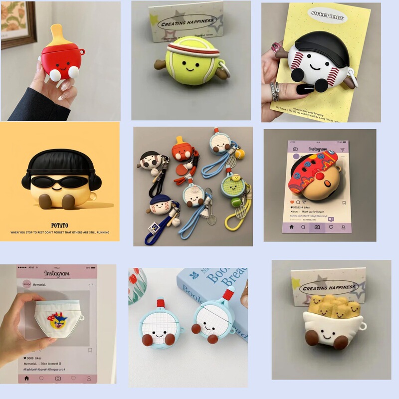 Table Tennis Badminton Tennis Racket Apple AirPods 4Th Generation Pro Wireless Earphone Case 1/2/3Rd Generation Anti-Slip Pendant