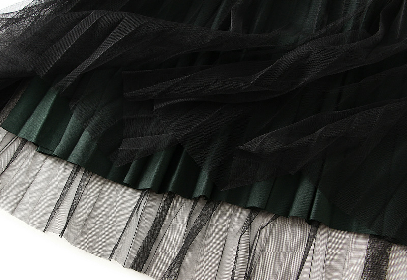 Women's Clothing Double sided pleated skirt gauze skirt half length large size a line skirt belly covering skirt _voghion.com