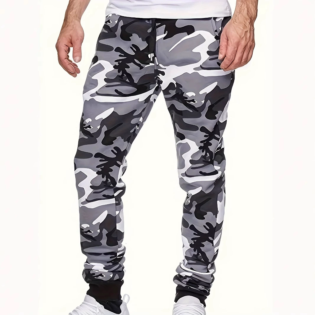 Мужские спортивные брюки-джоггеры с камуфляжным принтом, средняя посадка, весна-осень 2025, оптовая продажа, экспорт