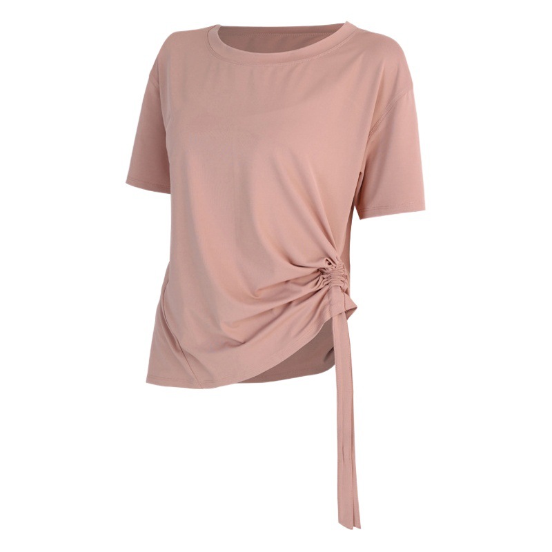 Ropa de yoga para mujer, camisetas de manga corta de secado rápido para primavera y verano, ropa deportiva popular con efecto adelgazante, para correr por la mañana, tops deportivos holgados