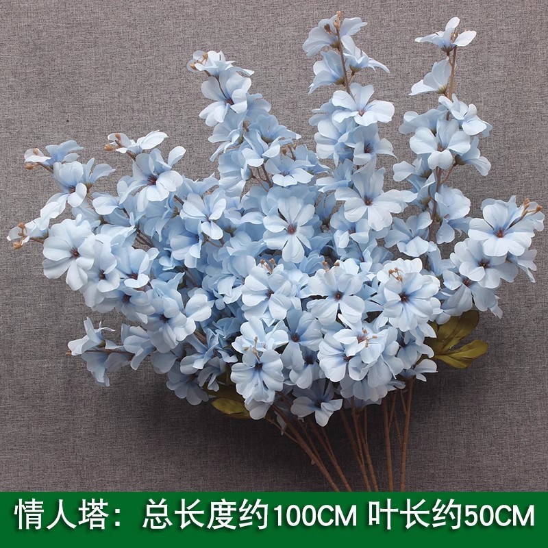 10本の青い色のシミュレーションの花の室内の絹の花の結婚祝いの装飾の花の生け花は造花の天井の花の路の花を並べます。|undefined