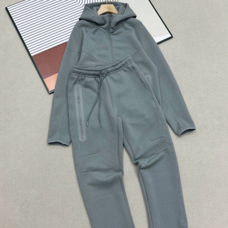 24SS hombres otoño e invierno marca compartida calle cremallera chaqueta con capucha pantalones rectos traje deportivo y casual image 21