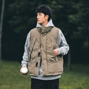 Japanese cityboy stand collar waistcoat cotton-padded jacket waistcoat men's spring and autumn and winter new casual coat for lovers