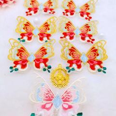古風網糸刺繍真珠蝶部品diy子供髪飾り靴靴下バッグ蝶手飾り補助材料