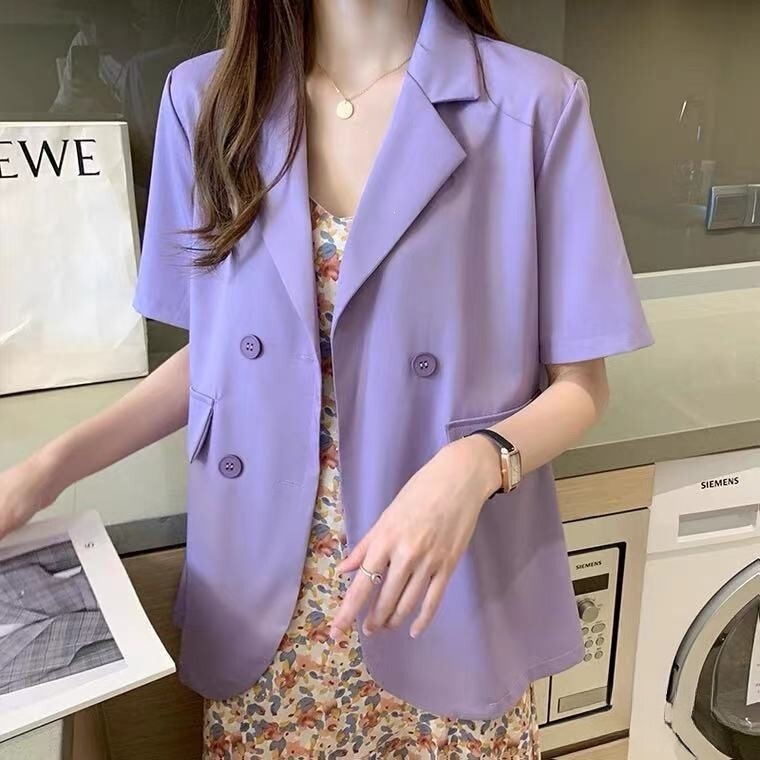 2026 New Summer Style Versatile Loose-Fitting Summer Short-Sleeve Blazer for Women, Thin Plus-Size Fashion Top for Curvy Women