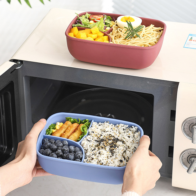 Nueva caja de almuerzo de silicona estudiante separado caja de almuerzo horno de microondas calefacción trabajador de oficina caja de almuerzo de preservación portátil