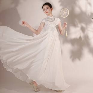 Children's Guzheng Performance Dress Summer 2023 New Girls Chinese Style Folk Music Performance Chorus Art Test Performance Dress