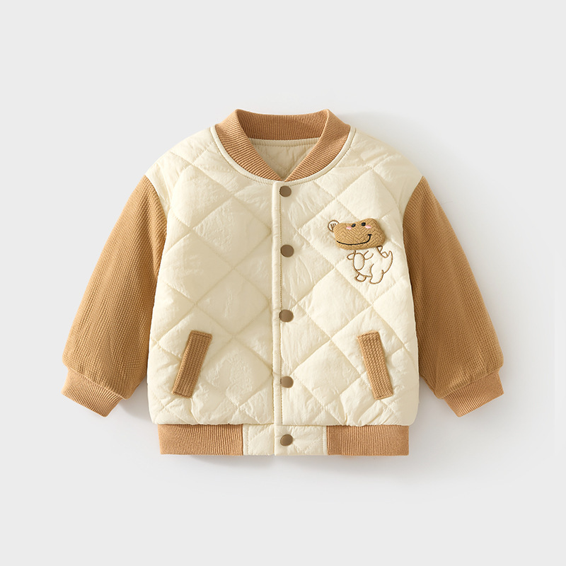 Baby Cotton-Padded Jacket Thickeneded Quilted Top Boys and Girls Warm Outer Cotton Coat 120g Baby Kidsren's Autumn and Winter Outwear