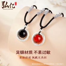 S999纯银相思红豆足银平安扣情侣项链情侣款生日纪念日情人节礼物