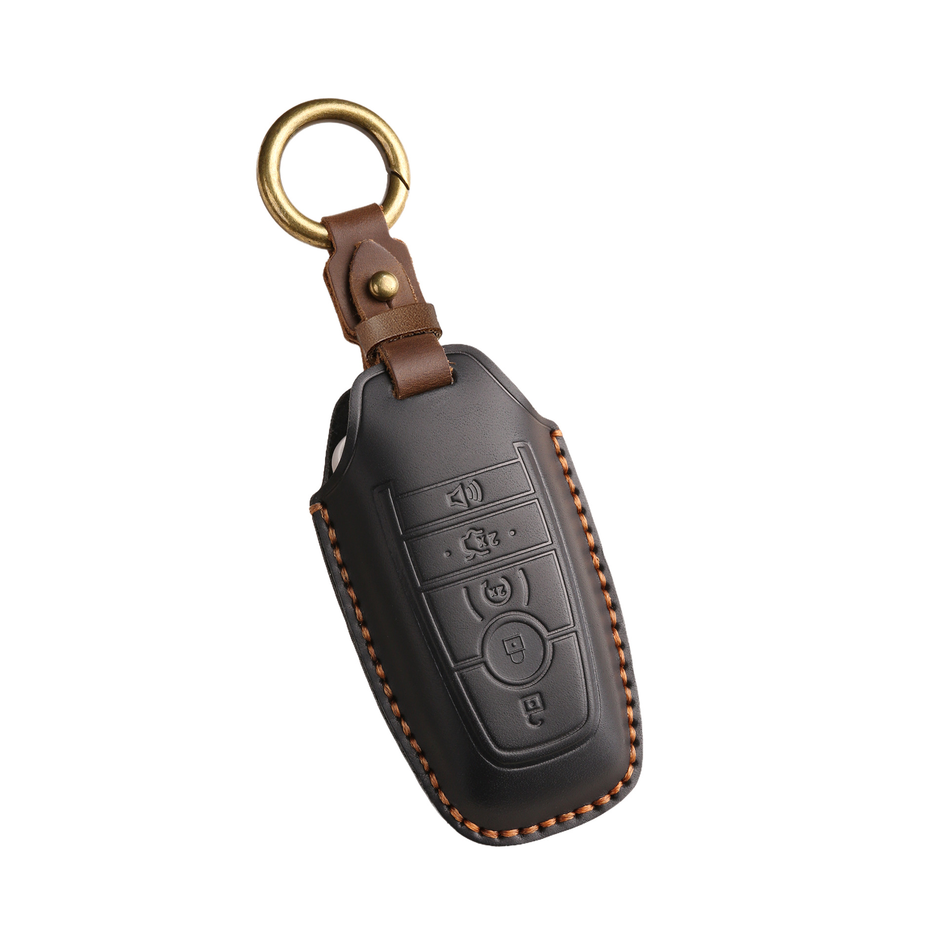 Retro Key Cover Suitable for Ford Focus Mondeo Cover Edge Leather Shell Pure Handmade Key Bag Buckle