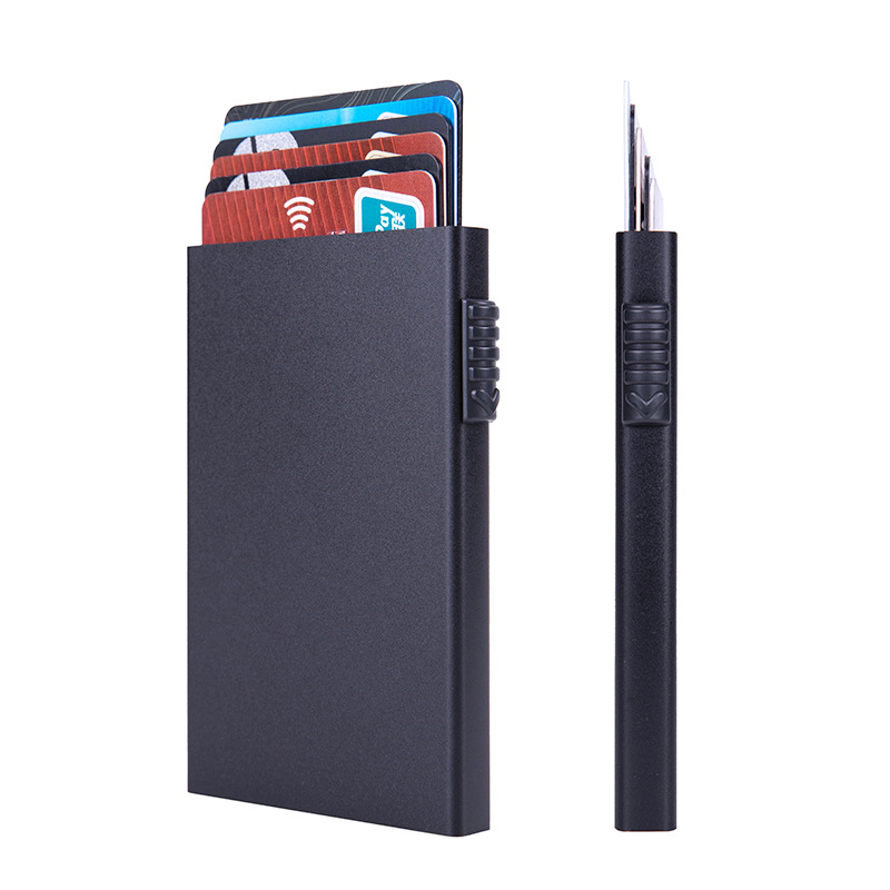 Desgaussing de fábrica caja de tarjeta bancaria bolsa de tarjeta de metal automático pop-up Tarjeta de tarjeta antirrobo bolsa de aleación de aluminio