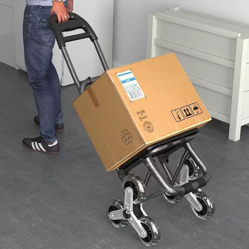 Carrito de compras de varilla de tracción de ancianos portátil doméstico de tracción de mercancías de doble propósito desmontable plegable para comprar verduras escaleras de tracción de mano pequeño remolque de empuje