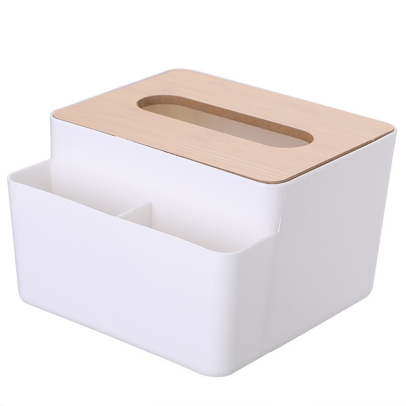 Caja de pañuelos de escritorio creativa sala de estar del hogar caja de almacenamiento de control remoto de plástico simple caja de pañuelos de bambú multifuncional