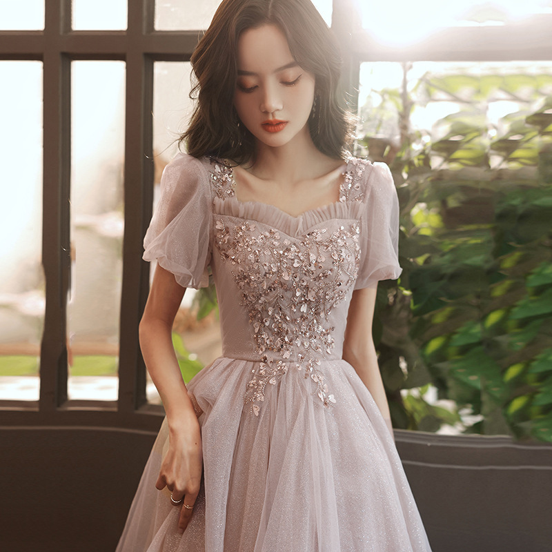Pequeño vestido de noche de las mujeres banquete elegante dama de honor Rosa cumpleaños anfitrión puede llevar vestido de la reunión anual en horas ordinarias