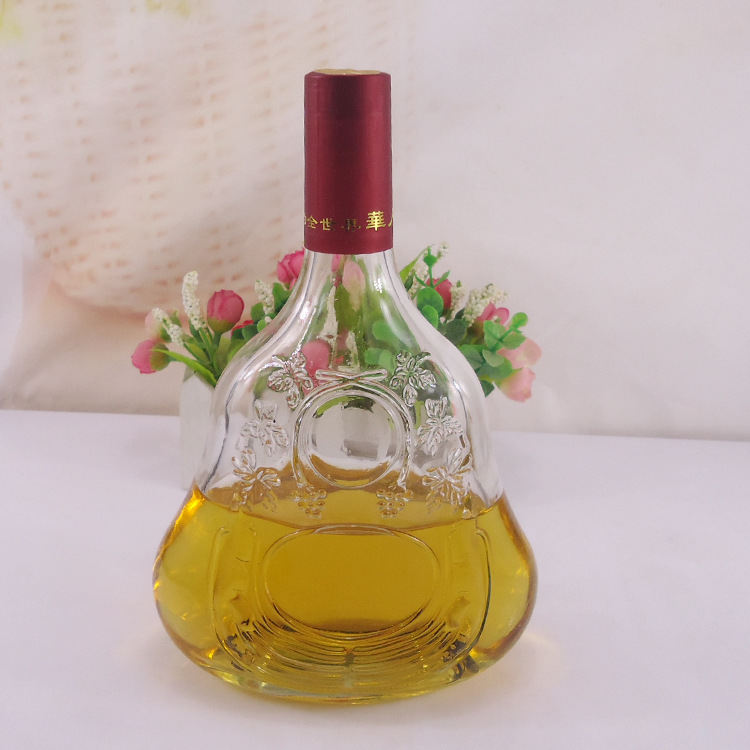 厂家直销高白料雕刻750ml玻璃瓶白酒空瓶洋酒瓶保健酒瓶