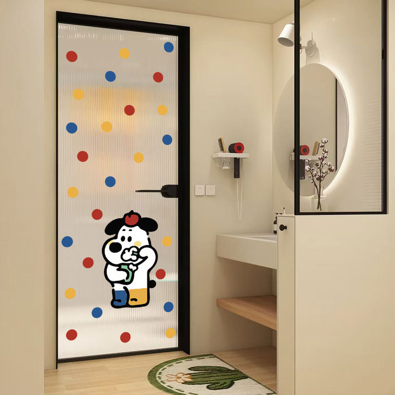 Decorative Door Stickers, Bathroom Glass Door Anti-Collision Film, Transparent Window Stickers, Wall Stickers, Rental House Renovation
