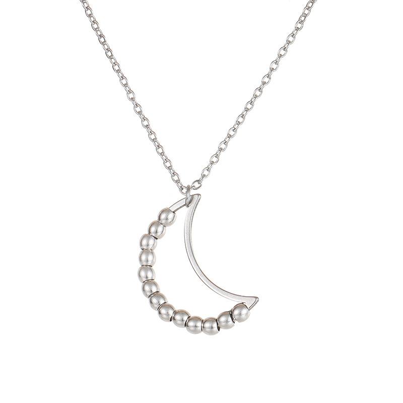 Triangle, Moon, Heart Shape Pattern Women'S Gender Plating Design Simple Style Triangle Moon Heart Shape Stainless Steel Plating Pendant Necklace