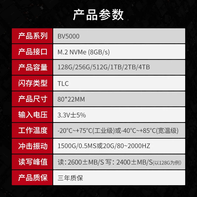 幻隐 BV5000 series M.2 NVME wide temperature -level SSD solid -state hard drive enterprise -level industrial equipment use