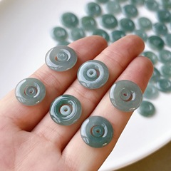 天然a品翡翠部品玉石子母ボタン青い水平安ボタンdiyドーナツ散件パンリング卸売り