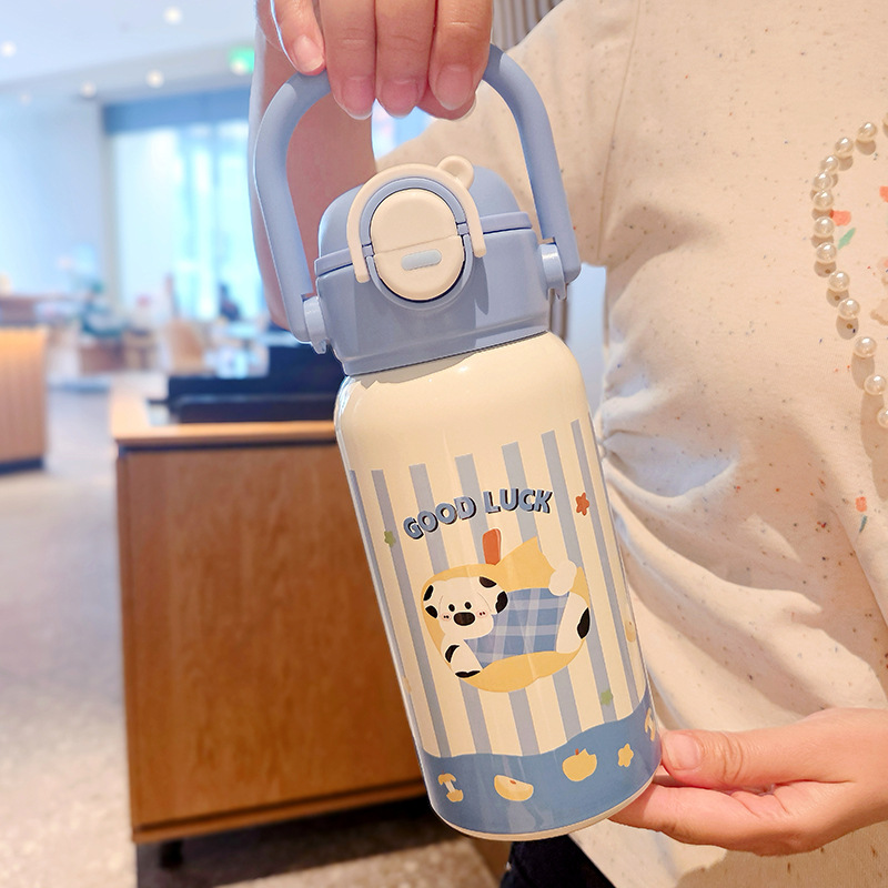 Dibujos animados 316 acero inoxidable doble bebida creativa para niños termo taza de agua de paja de asta regalo de coche portátil al por mayor