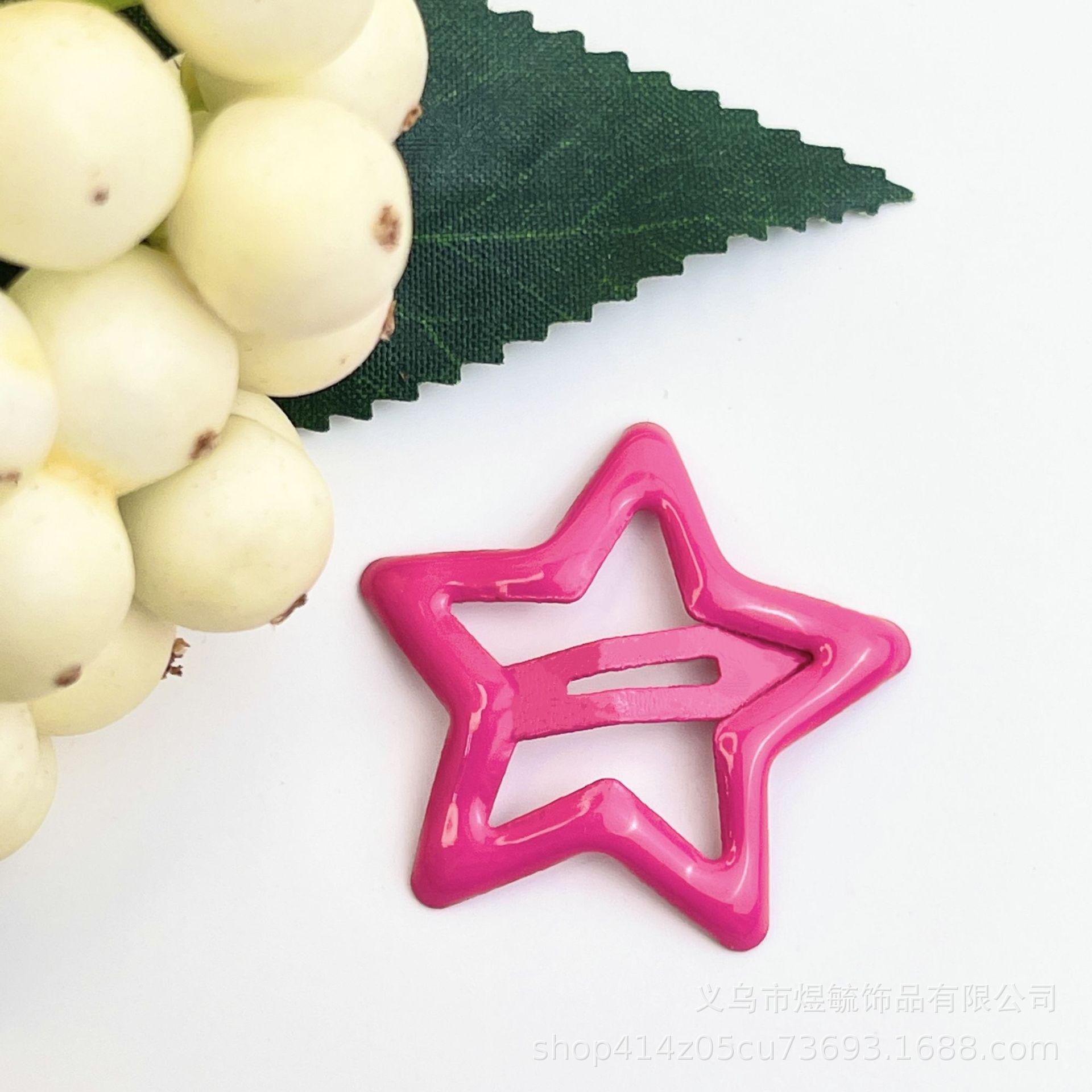 Colorful drip Star clip 3.2cm Rose Red