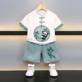 夏季汉服儿童男装国潮中式套装儿童棉麻短袖唐装中小童宝宝中国风