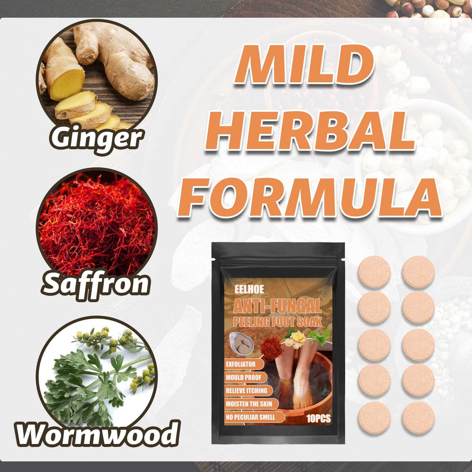 Eelhoe Bath Old Ginger Tabletten zum Vertreiben von Kälte und Entfernen von Feuchtigkeit, Reparatur grauer Nägel, Einweichtabletten, Fußpflege_voghion.com