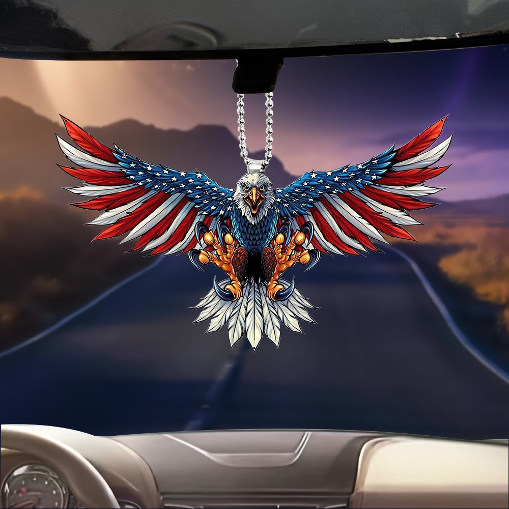 Nuevo cross-border bandera de Estados Unidos Eagle automóvil interior colgante espejo retrovisor colgante decoración de llaveros de forma especial colgante