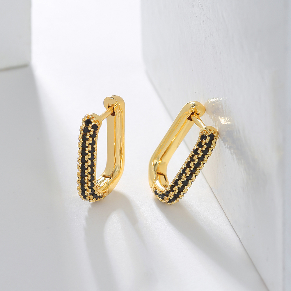 Fashion U Shape Copper Plating Zircon Earrings 1 Pair