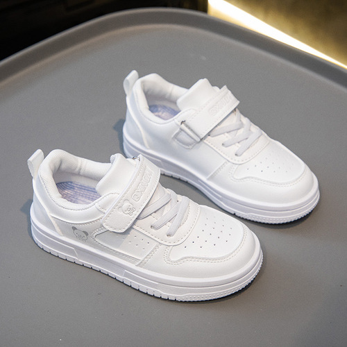 Children's White Shoes 2025 Spring and Autumn New Mesh Breathable Boys' White Sports Shoes Girls' Casual Board Shoes Trendy