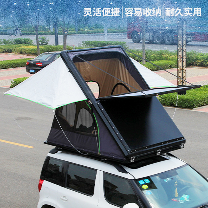 La nueva carpa de techo diagonal triangular de aleación de aluminio para acampar es adecuada para la instalación de SUV todoterreno.