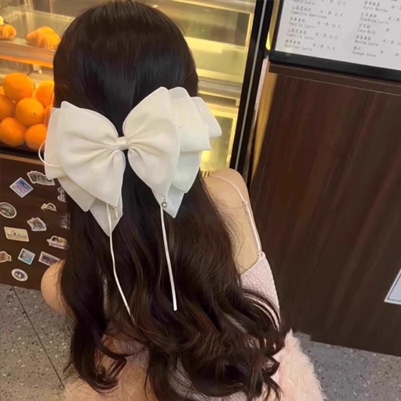 韓国特大リボンリボンクリップ 2025 新しい後頭部ヘアピンヘアボリュームを示すマルチシャーククリップ|undefined
